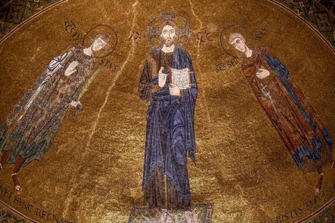 Ceiling mosaic over the right altar of the Cathedral of San Giusto, Trieste, Friuli Venezia Giulia