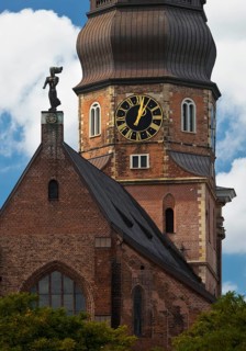 Main Church of St. Catherine with the bronze figure of the namesake Catherine of Alexandria on the