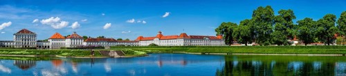 MUNICH, GERMANY, MAY 8, 2012: Panorama of Nymphenburg Palace (Schloss Nymphenburg) . This Baroque