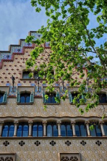 BARCELONA, SPAIN, APRIL 15, 2019: Famous Casa Batlo house know as La Pedrera modernist building in