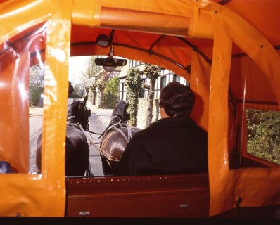DEU, Germany: The historical slides from the times 80-90s, Mettingen. Covered wagon trip on 21.4.91