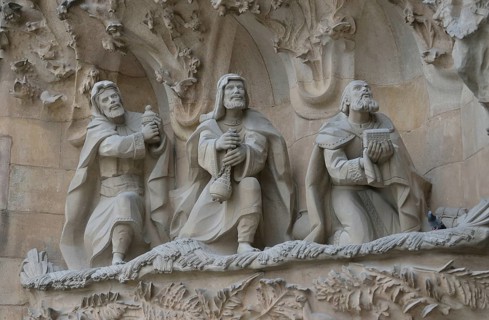 Detail of the Nativity façade of the Sagrada Familia, Holy Family Church of the Atonement, by