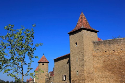 Part of the old town wall and towers, Mainbernheim, Lower Franconia, Germany, Europe