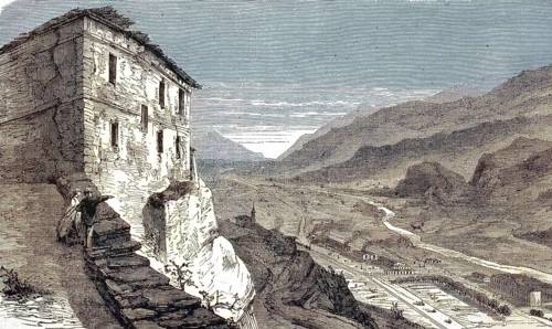 Col du Mont Cenis, view of a railway line of the Mont Cenis Railway, which was in operation from