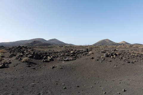 Mountain range with volcanoes in Timanfaya National Park, Lanzarote, Canary Islands, Spain, Europe