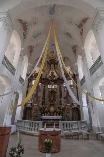 Rococo high altar, 1761, in the pilgrimage church of Maria Limbach, built 1751-1755, Limbach, Lower
