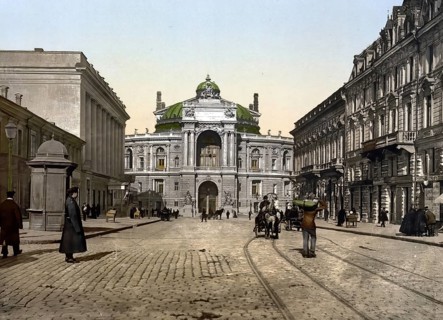Rue Richelieu in Odessa, Russia, Ukraine, c. 1890, Historic, digitally enhanced reproduction of a