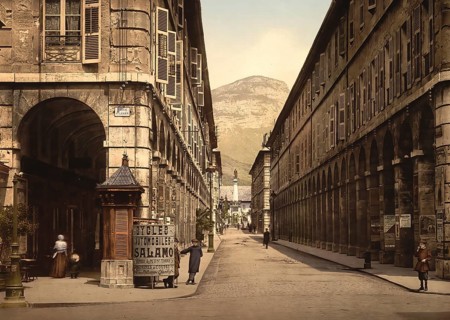 Rue de Boigne in Chambery, a town in the Auvergne-Rhone-Alpes region of France, c. 1890, Historic,