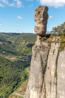 The vase of Sevres, spectacular rock in the Jontes Gorges. Le Rozier, Lozere, france