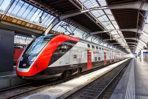 Bombardier Twindexx InterRegio train operated by SBB Swiss Federal Railways at Zurich main station,