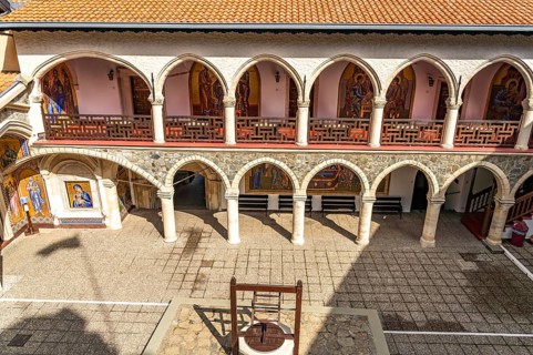 Fountain in the courtyard of Kykkos Monastery in the Troodos Mountains, Cyprus, Europe