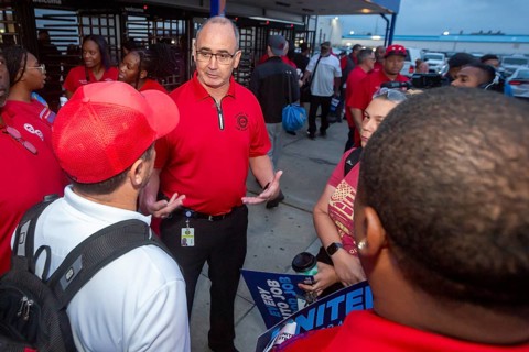 Sterling Heights, Michigan USA, 12 July 2023, United Auto Workers President Shawn Fain began
