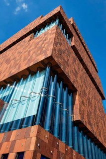 ANTWERP, BELGIUM, MAY 26, 2018: MAS (Museum aan de Stroom) (Museum by the River) on river Scheldt.
