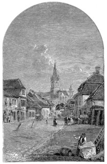 Inner city of Sibiu, Sibiu, in 1869, Transylvania, Transylvania, Romania, Historic, digitally