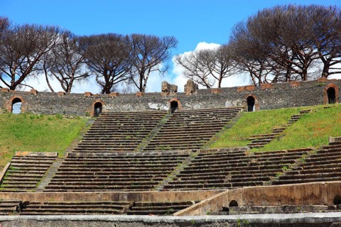The theatre, Pompeii, ancient city in Campania on the Gulf of Naples, buried during the eruption of