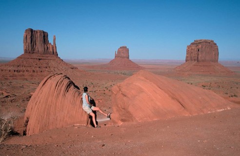 Tourist in Monument Valley, Utah, USA, North America