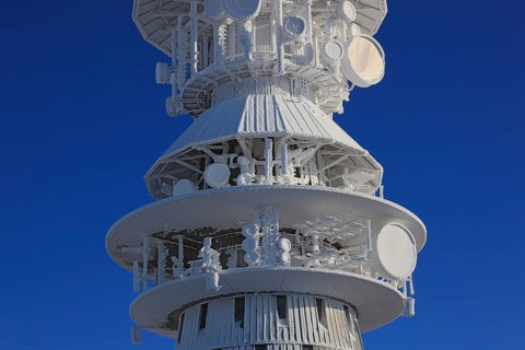 Ochsenkopf transmitter and radio relay node, TV tower, Fichtelgebirge, Bayreuth district, Upper