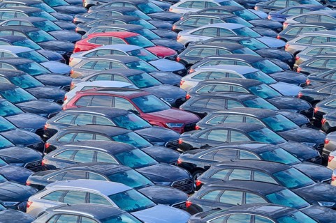 Large number of cars on assembly point, Brand Audi, Germany, Europe