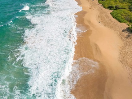 Aerial view of Paliku aka Donkey Beach, Kauai, Hawaii, USA, North America