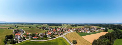 Drone image, village of Leobendorf near Abtsdorfer See, municipality of Saaldorf-Surheim,