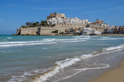 Old town with the Romanesque castle from the 14th century, Peñíscola, province Castellón, Costa del