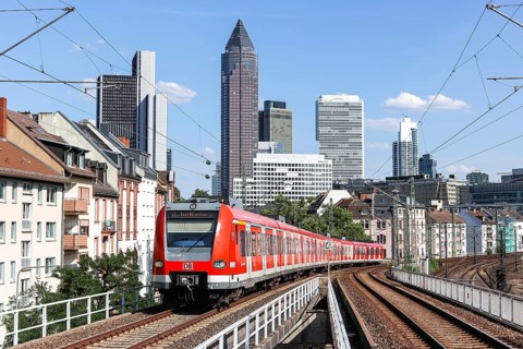DB Deutsche Bahn S-Bahn at Frankfurt West station Local public transport in Frankfurt, Germany,