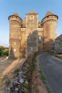 Bousquet castle from the 14th century, classified as a historical monument. Montpeyroux, Aveyron,