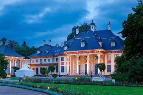 (Copyright © Sylvio Dittrich +49 1772156417) Pillnitz Palace Park in the evening, lighting