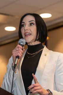 Chicago, Illinois, Teamsters Vice President Lindsay Dougherty speaks at the annual convention of