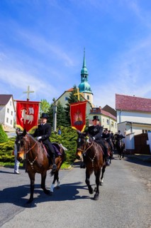 Easter riding procession in Crostwitz, Easter riding in Lusatia. Procession from Crostwitz to