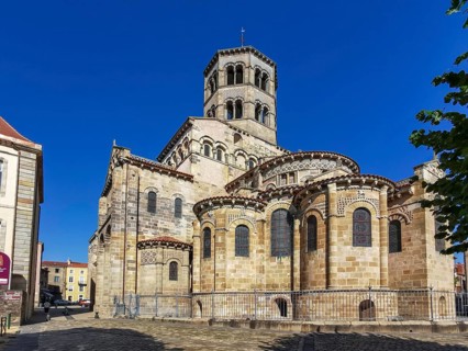 Issoire. Roman church Saint Austremoine. Puy de Dome department. Auvergne Rhone Alpes, France,