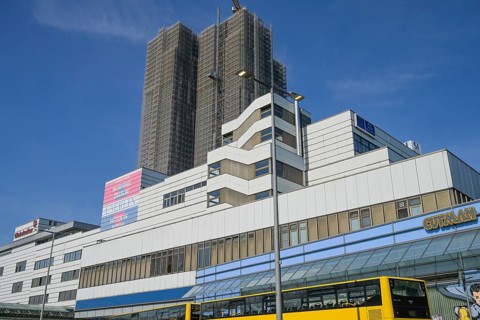 Construction site Überlin residential building, Steglitzer Kreisel, Schlossstraße, Steglitz,