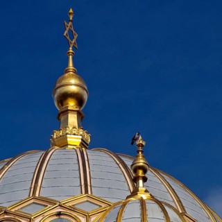 Tambour dome covered with gilded ribs, New Synagogue Berlin, detail, Germany, Europe