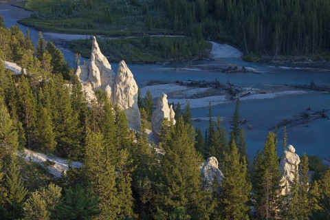Earth pyramids, Hoodoos in the Bow Valley, Banff National Park, Alberta, Rocky Mountains, Canada,