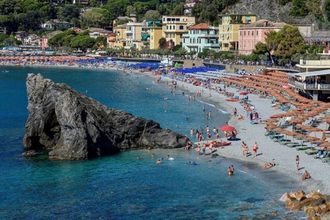 Monterosso Beach, Spiaggia di Fegina, Cinque Terre, Province of La Spezia, Liguria, Italy, Europe