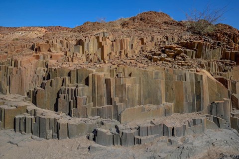 Basalt columns, organ pipes made of basalt, near Twyfelfontein, Kunene region, Namibia, Africa