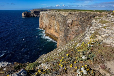 Landscape at Cabo de São Vicente, most southwestern point of Europe, near Sagres, Algarve,