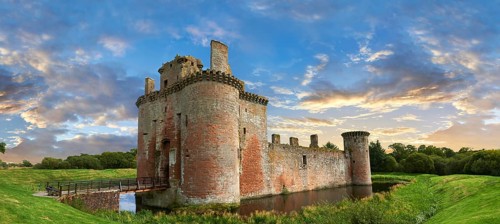 Exterior of Caerlaverock Castle, Dumfries Galloway, Scotland, United Kingdom, Europe
