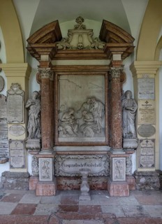Crypt arcades, grave counters in the arcade of St. Sebastian's Cemetery, Church of St. Peter,