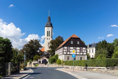 St. James Church with Rectory on the Village Square of Pesterwitz, Freital, Saxony, Germany, Europe