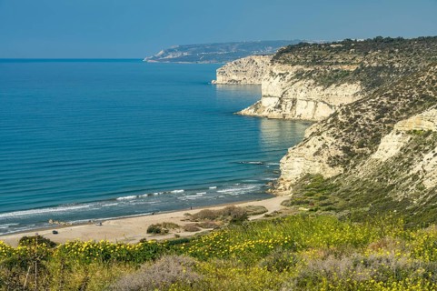 Kourion cliff and beach, Episkopi, Cyprus, Europe
