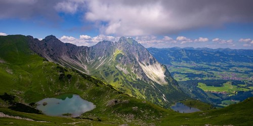 Upper Gaisalpsee, Lower Gaisalpsee, behind them Gaisalphorn, 1953m, and Rubihorn, 1957m, Allgaeu