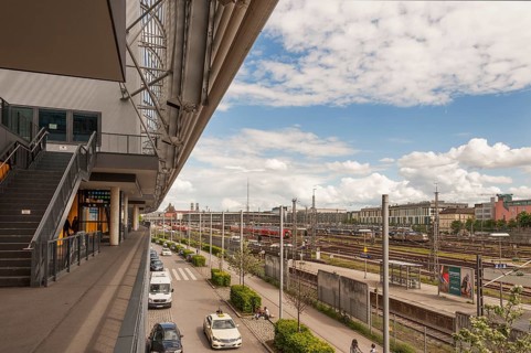 ZOB Zentraler Omnibus Bahnhof (Central Bus Station), tracks for federal and suburban railways, in