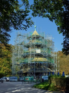 Restoration, Chinese Tower, Munich, Bavaria, Germany, Europe