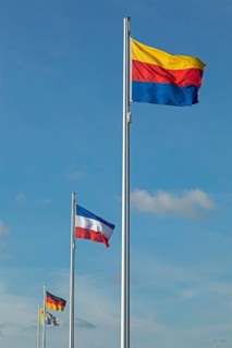 Flags, Dagebüll, North Frisia, Schleswig-Holstein, Germany, Europe