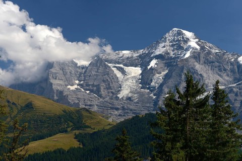 View of Eiger and Mönch, Bernese Oberland, Canton Bern, Switzerland, Europe