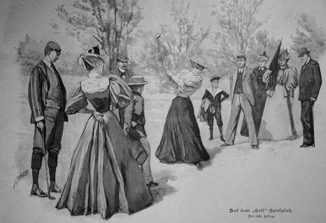 Fine Society on the Golf Course, 1880, France, Historic, digitally restored reproduction of an