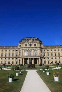 Old town of Würzburg, the Würzburg Residence, view from the courtyard garden, UNESCO World Heritage