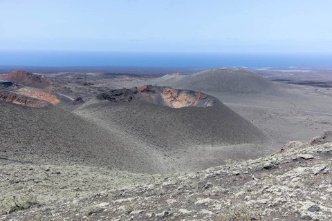 Volcanic landscape in Timanfaya National Park, Lanzarote, Canary Islands, Spain, Europe
