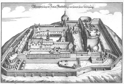 The Plassenburg in the 18th century, Kulmbach, Upper Franconia, Bavaria, Germany, Historical,